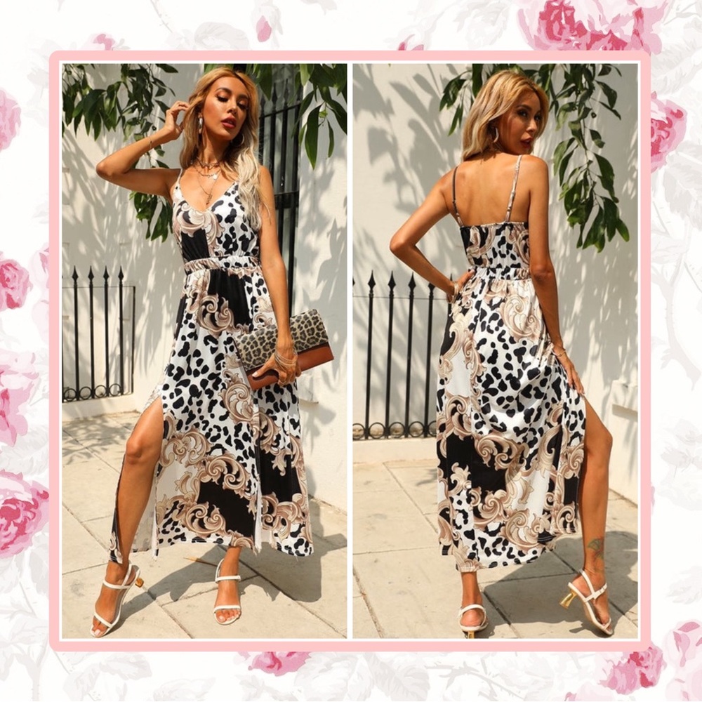 🌸 DRESS MAXI LONG BAROQUE PAISLEY DESIGNER LEOPARD CLUB PARTY ANIMAL PRINT